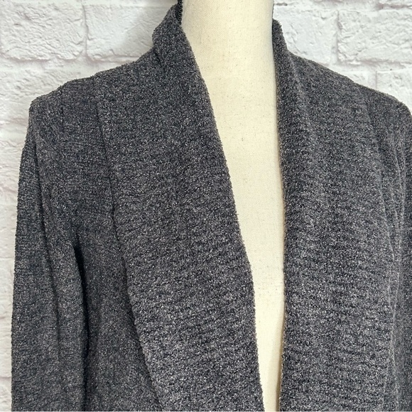 Barefoot Dreams CozyChic Lite Charcoal Gray Open Front Cardigan - Picture 7 of 12